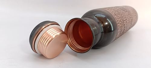 Cop29 handgefertigt graviert Premium Design reines Kupfer Tulpe antike Wasserflasche : Fugenfrei & Auslaufsicher -900ml/30oz