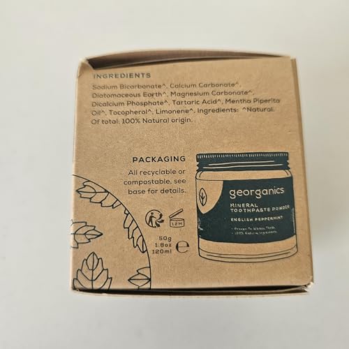 Georganics Natural Toothpaste 120ml - Spearmint | Remineralising Natural Toothpaste, Fluoride Free + SLS Free (120ml)