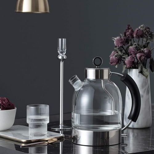 ASCOT Wasserkocher Glas, Elektrischer Wasserkocher Geschenke für Männer/Frauen/Familie 1,5L Schnellkochkessel, Trockengehschutz und automatische Abschaltung (Silber)