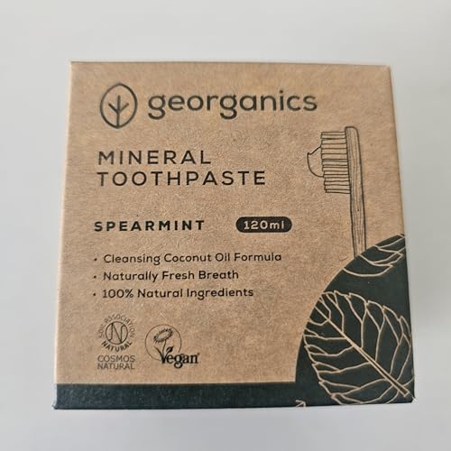 Georganics Natural Toothpaste 120ml - Spearmint | Remineralising Natural Toothpaste, Fluoride Free + SLS Free (120ml)