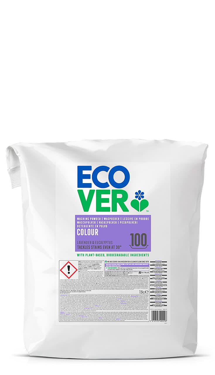 Ecover Colour Washing Powder Concentrate Lavender (3 kg / 40 Washes), Colour Detergent with Plant-Based Ingredients, Detergent Powder for Naturally Pure Coloured Washes, 3 kg