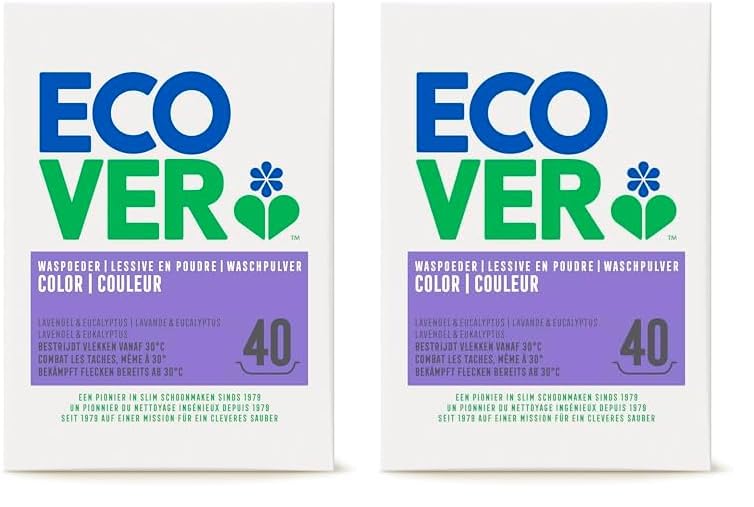 Ecover Colour Washing Powder Concentrate Lavender (3 kg / 40 Washes), Colour Detergent with Plant-Based Ingredients, Detergent Powder for Naturally Pure Coloured Washes, 3 kg
