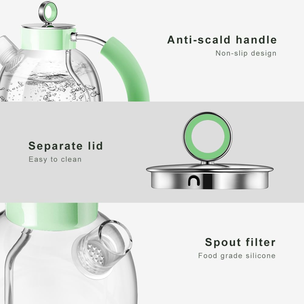 ASCOT Wasserkocher Glas, Elektrischer Wasserkocher Geschenke für Männer/Frauen/Familie 1,5L Schnellkochkessel, Trockengehschutz und automatische Abschaltung (Silber)