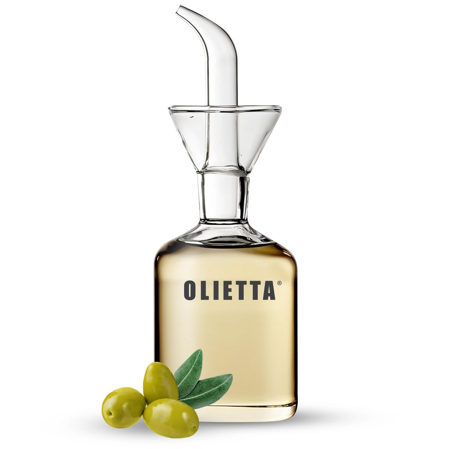 Olietta Ölflasche Tropf- und auslaufsichere aus Glas 500 ml Olivenöl Flasche mit Ausgießer - Ölspender zum Ausgießen & Träufeln - Leicht zu reinigen - Öl Dosierflasche