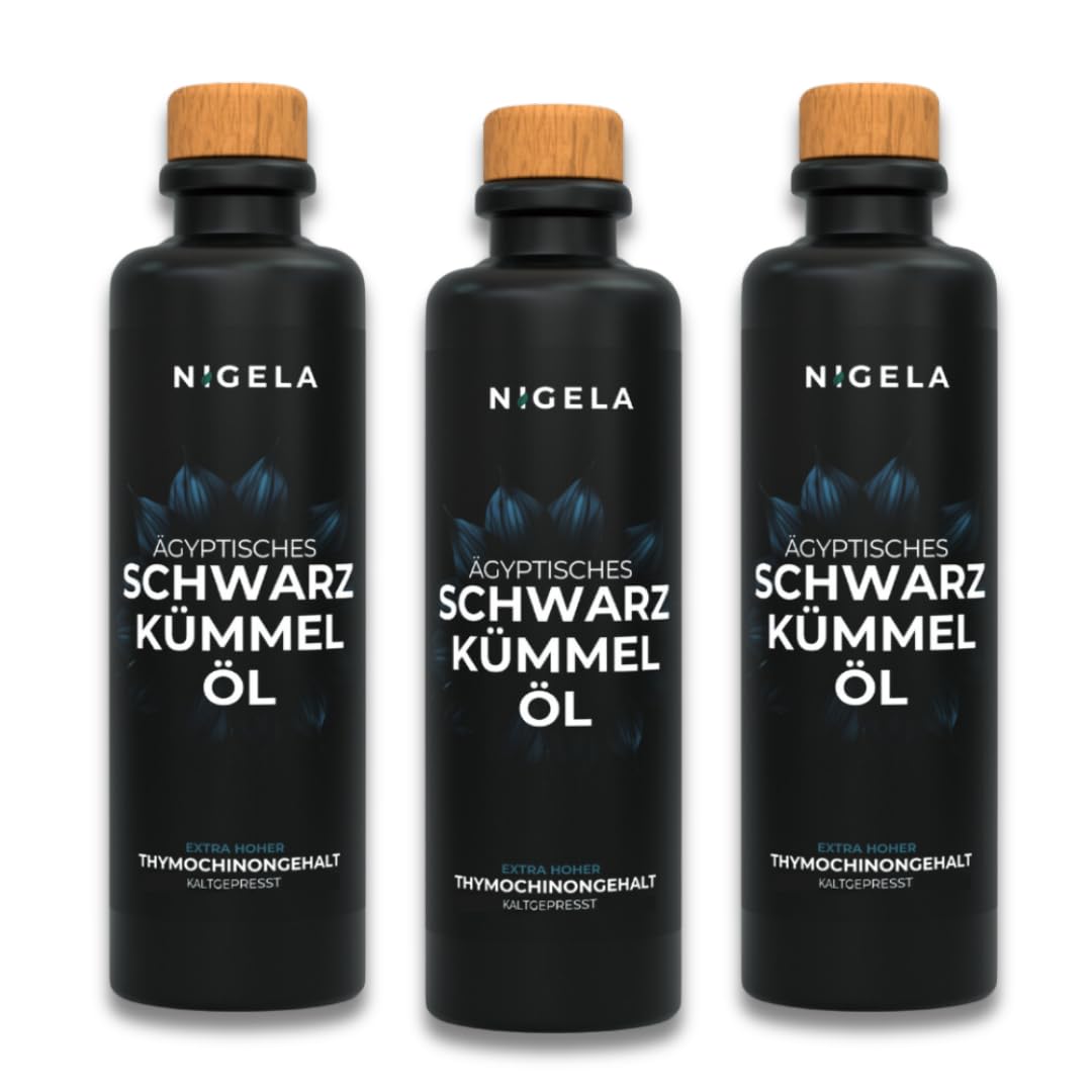 Nigela BIO Schwarzkümmelöl ungefiltert - Ägyptisches Schwarzkümmel Öl mit hohem Thymochinongehalt - In Bayern hergestellt - Zertifiziertes & Laborgeprüftes Black Seed Oil - 200ml