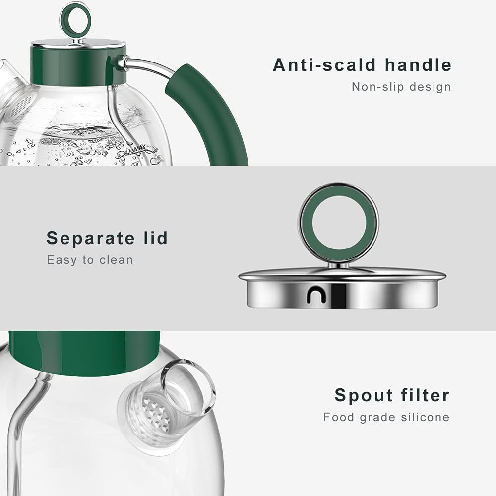ASCOT Wasserkocher Glas, Elektrischer Wasserkocher Geschenke für Männer/Frauen/Familie 1,5L Schnellkochkessel, Trockengehschutz und automatische Abschaltung (Silber)