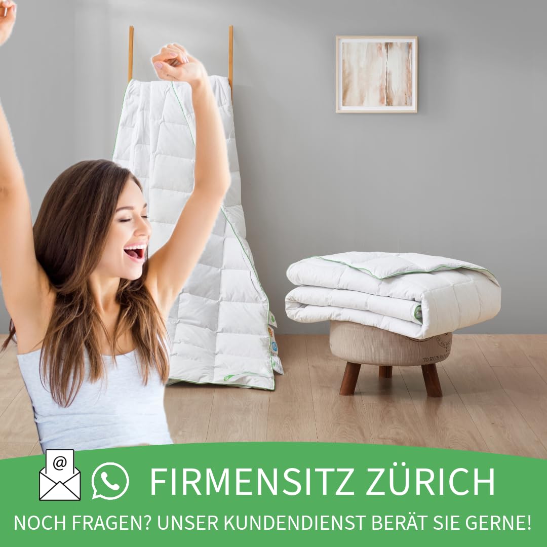 Welldora Komfort Bettdecke 135x200 Winter | 100% Extraweiche Federn & Daunen | Fachärztlich geprüft, Oeko-Tex, Allergiker | Zertifiziert für Tierwohl | Dicke extrawarme Winterdecke Daunendecke