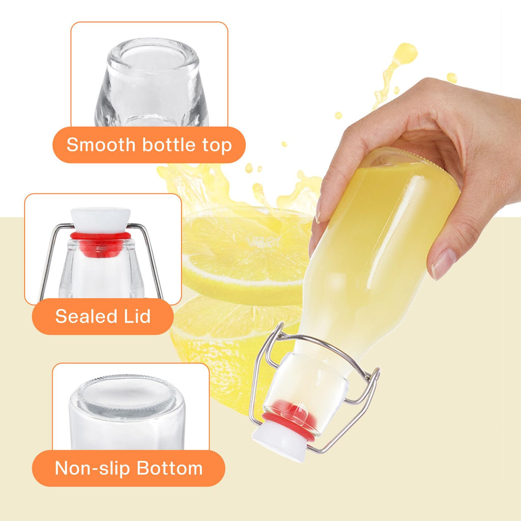 Glasflaschen 250ml mit Bügelverschluss, 10 Stück Kleine Flaschen Zum Befüllen, Bügelflasche zum Befüllen, Saftflasche für Öl, Essig, Saft & Limonade