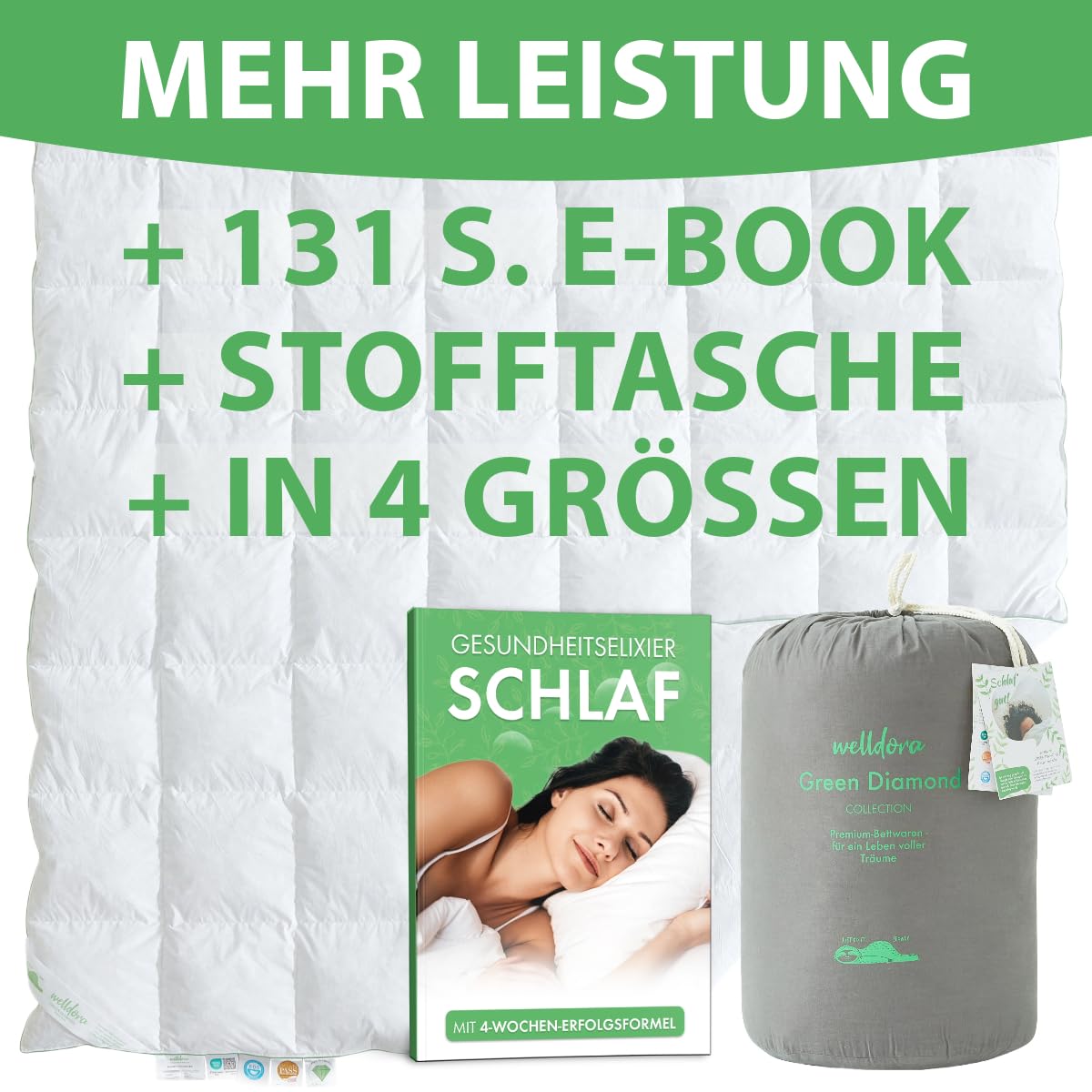 Welldora Komfort Bettdecke 135x200 Winter | 100% Extraweiche Federn & Daunen | Fachärztlich geprüft, Oeko-Tex, Allergiker | Zertifiziert für Tierwohl | Dicke extrawarme Winterdecke Daunendecke