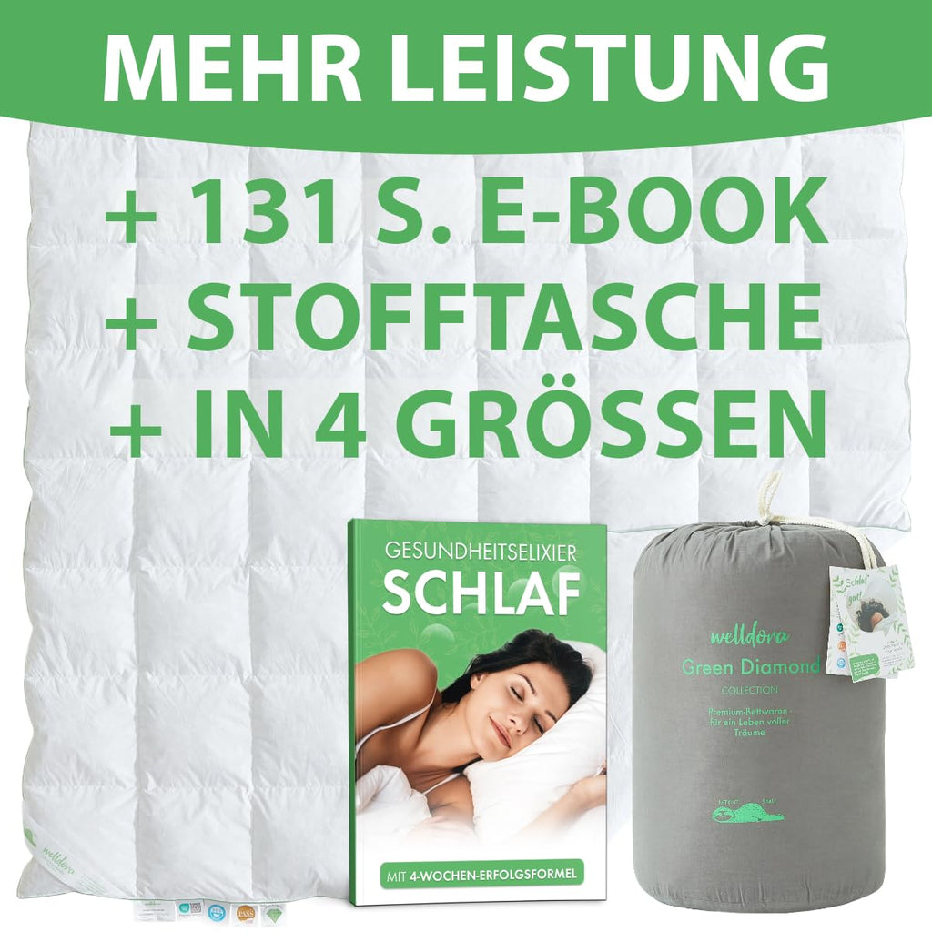Welldora Komfort Bettdecke 135x200 Winter | 100% Extraweiche Federn & Daunen | Fachärztlich geprüft, Oeko-Tex, Allergiker | Zertifiziert für Tierwohl | Dicke extrawarme Winterdecke Daunendecke