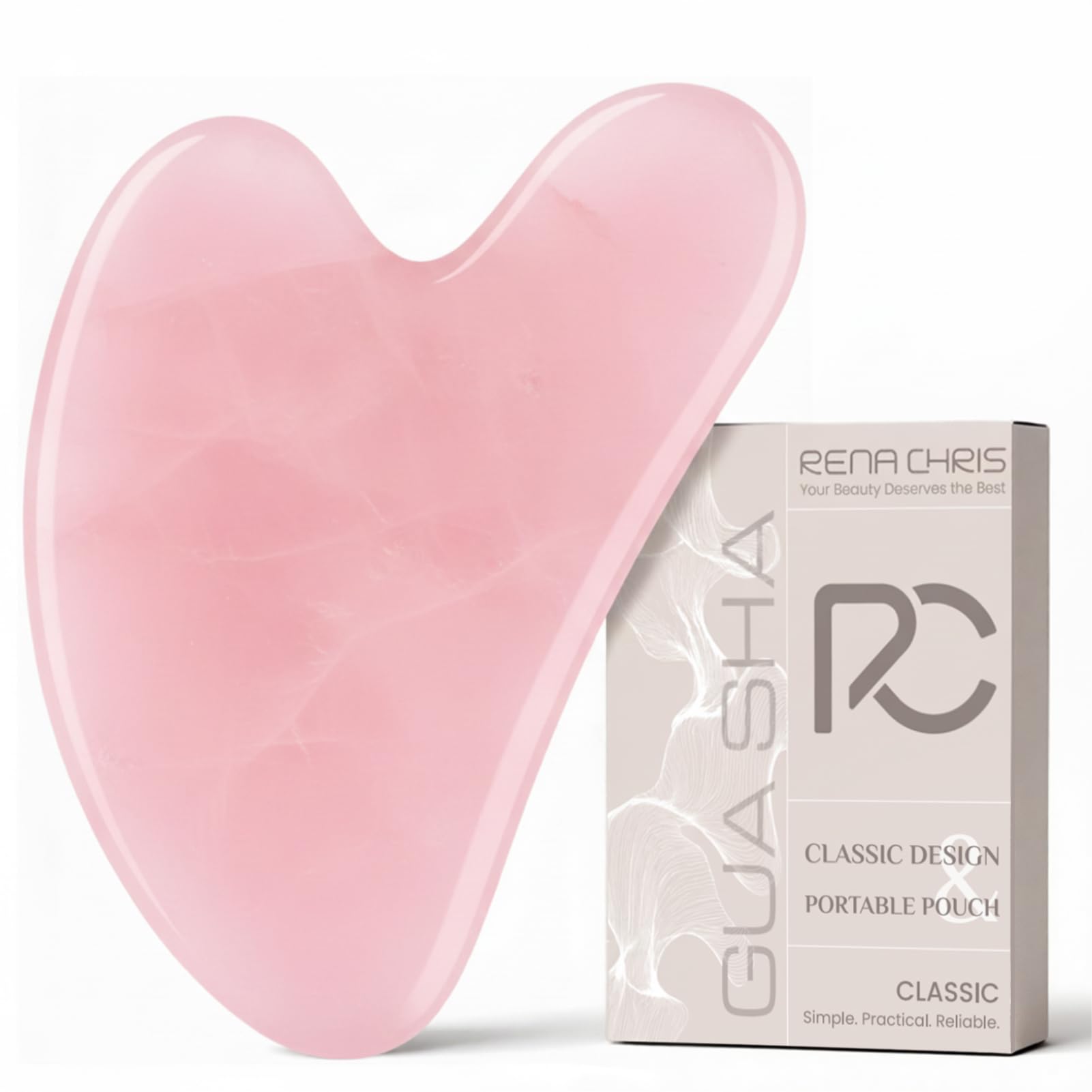 Rena Chris Stainless Steel Gua Sha Stone, Guasha Stone for Jaw Lines Firming and Reducing Face Swelling, Skin Care Gift - Silver