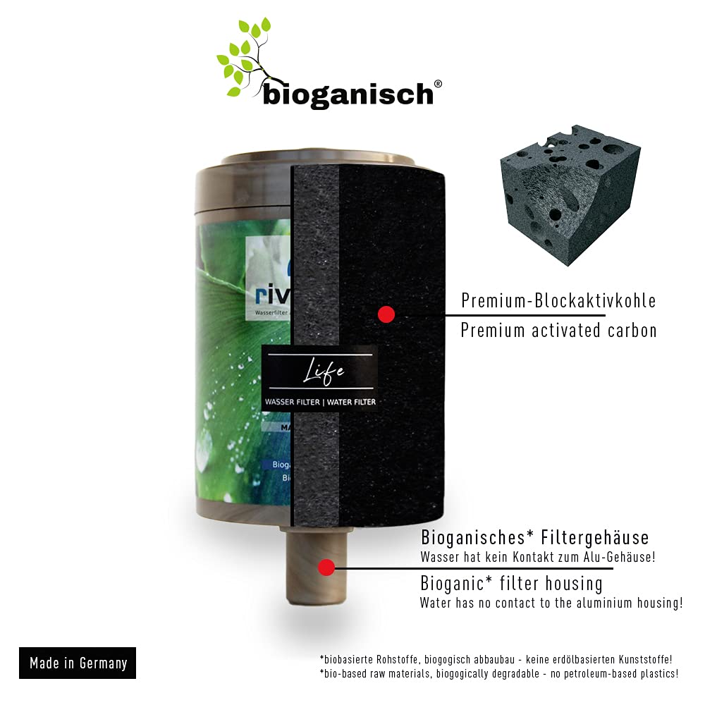 Life Edelstahl Wasserfilter Set – Untertisch Trinkwasserfilter mit Blockaktivkohle, Anschlussset und bioganischem Kartuschengehäuse