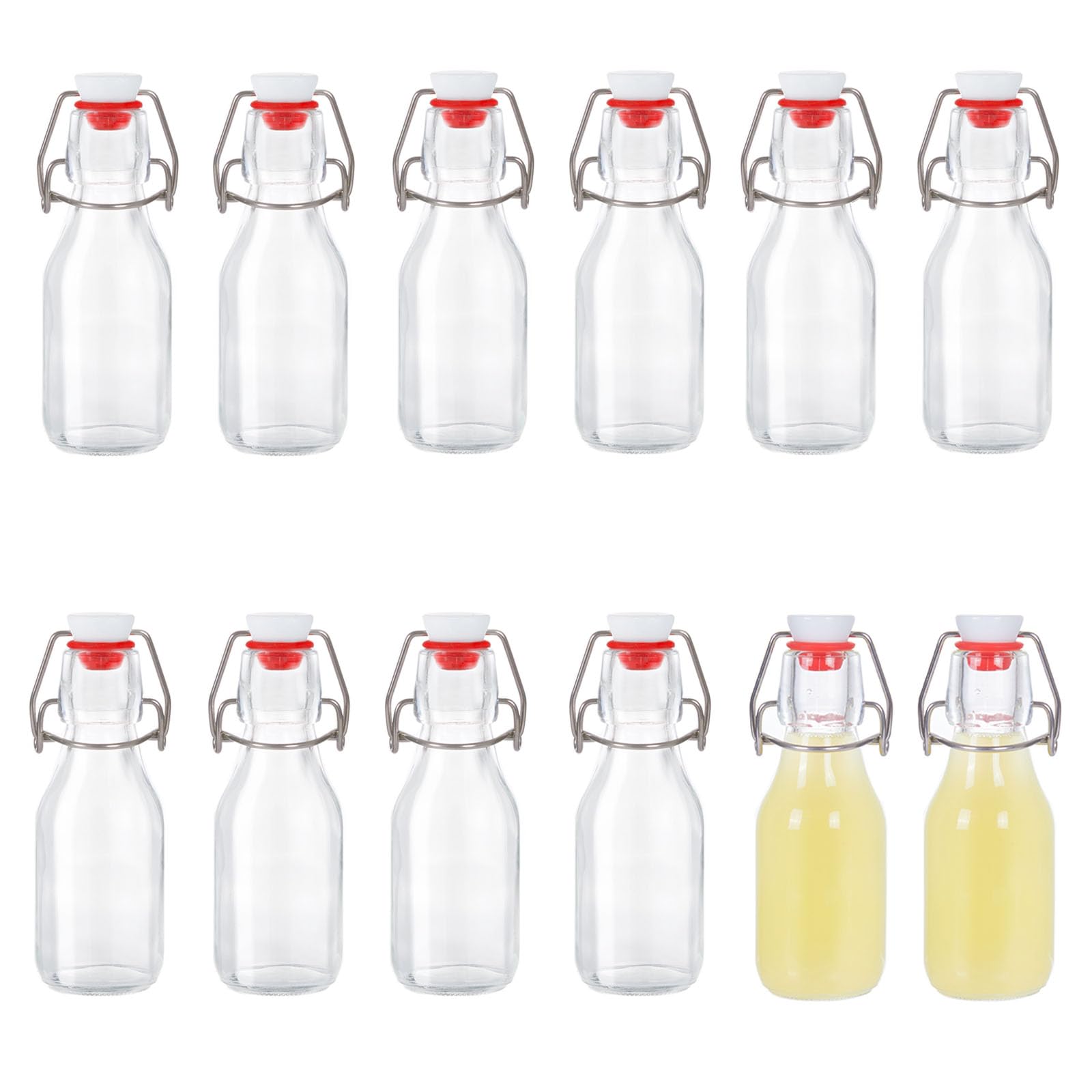 Glasflaschen 250ml mit Bügelverschluss, 10 Stück Kleine Flaschen Zum Befüllen, Bügelflasche zum Befüllen, Saftflasche für Öl, Essig, Saft & Limonade