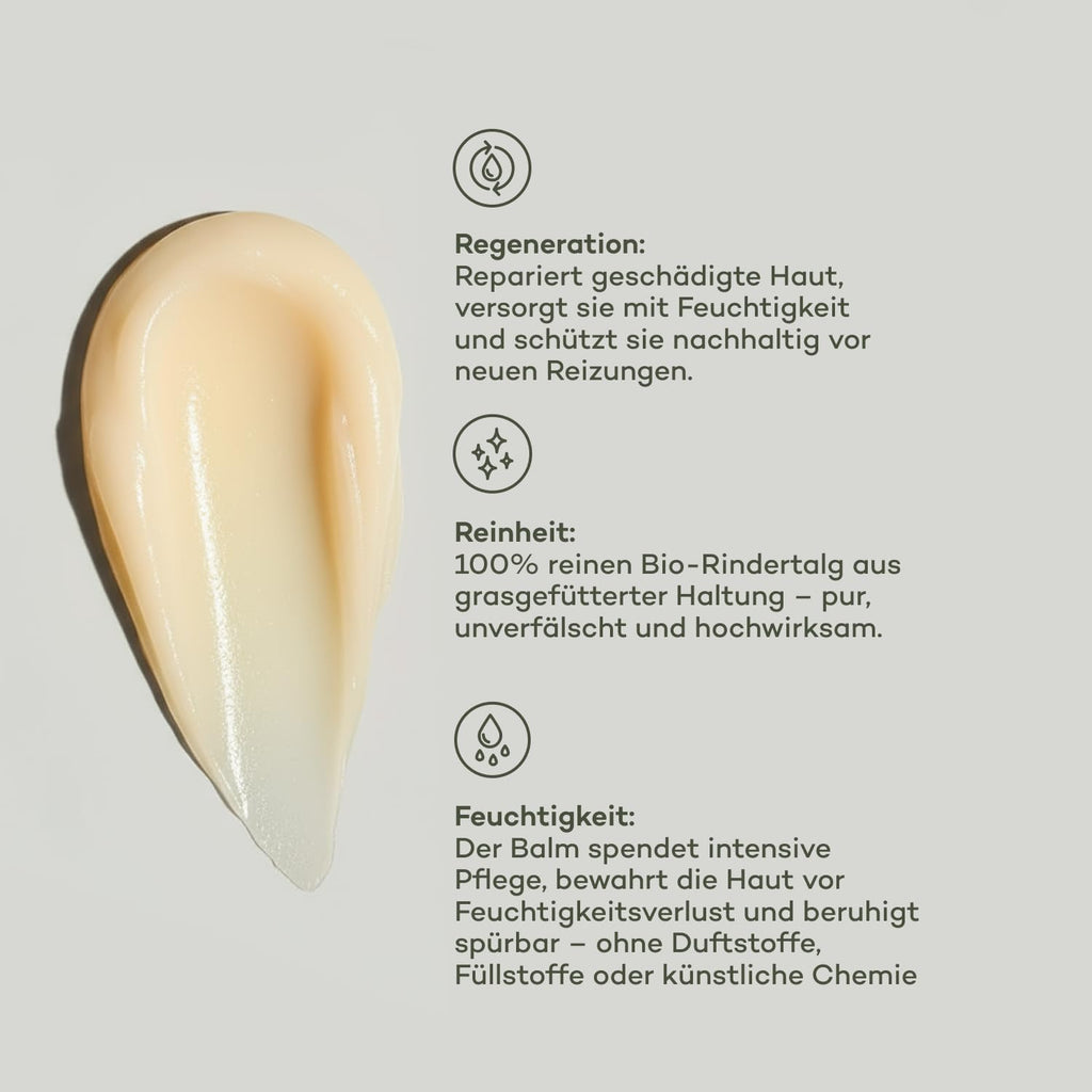 TALLOW Naturals Barrier Repair Pure - Known from the Lion Cave - 100% Organic Beef Tallow Cream, Organic Beef Tallow Skincare, from Germany from Grass-Fed Cattle (120 ml)