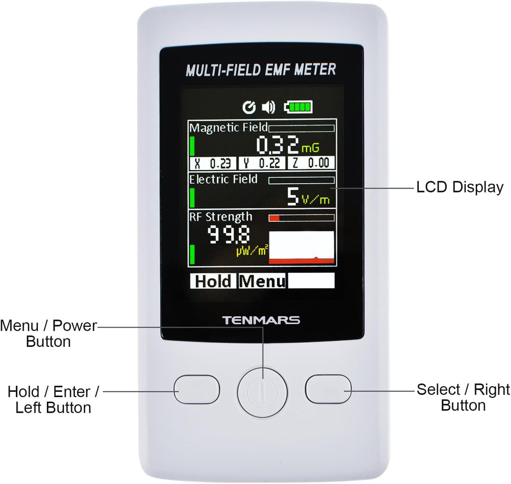 Multi-Field EMF Meter Bag ELF RF Gauß Meter 2000 mg Electromagnetic Electric RF Field Strength Tester with Warning Indicator