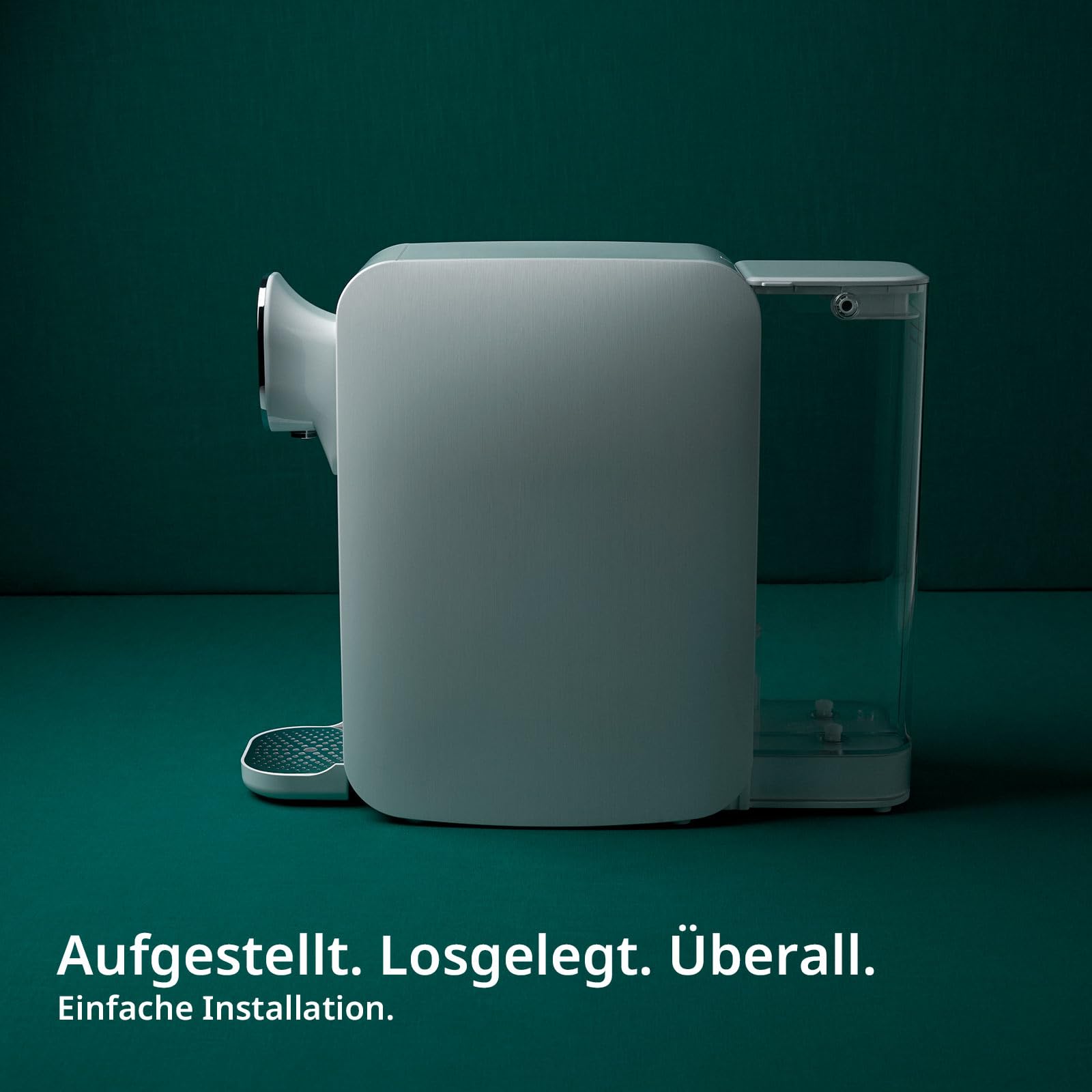 OsmoFresh Auftisch Osmoseanlage Quella Pro Black | mit Heißwasserspender | 6 Temperaturstufen | 7-Fach Umkehrosmose Filterung | Wasserfilter für Küche Büro Wohnmobil | kalkfreies Trinkwasser | UV