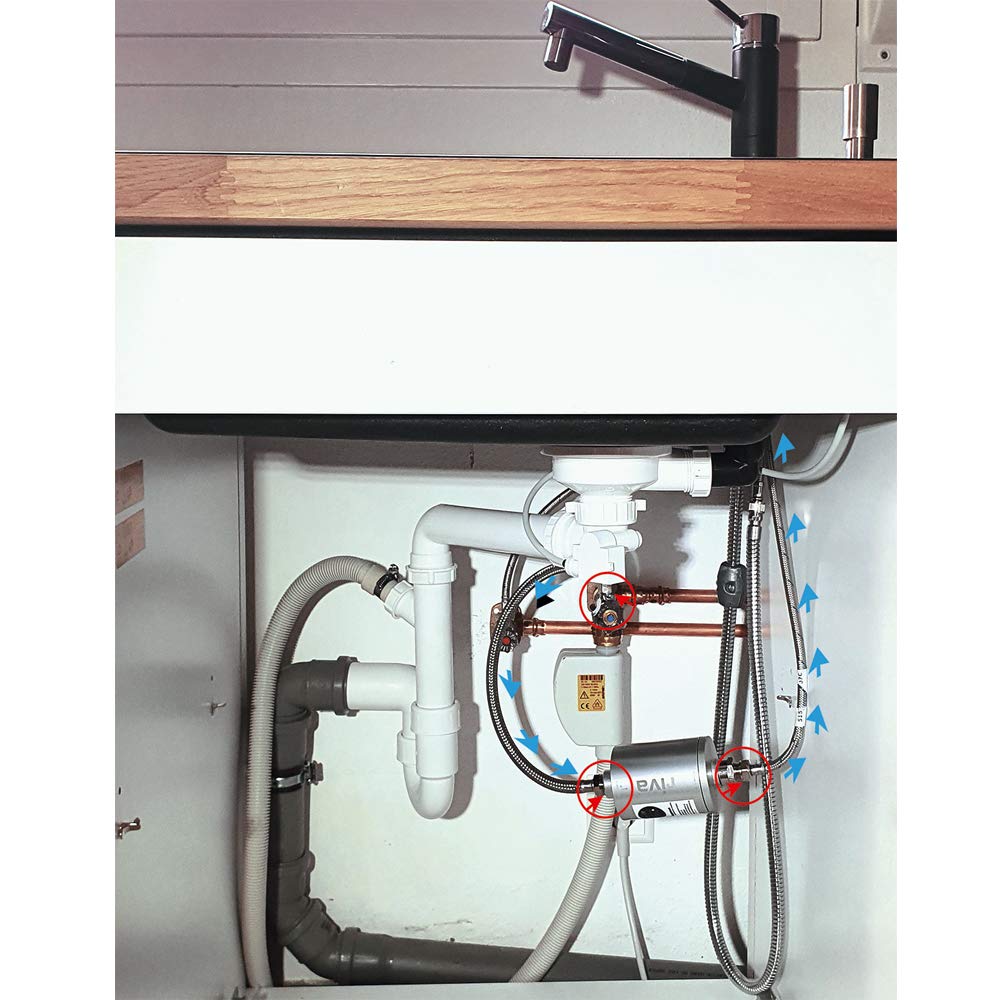 Life Edelstahl Wasserfilter Set – Untertisch Trinkwasserfilter mit Blockaktivkohle, Anschlussset und bioganischem Kartuschengehäuse
