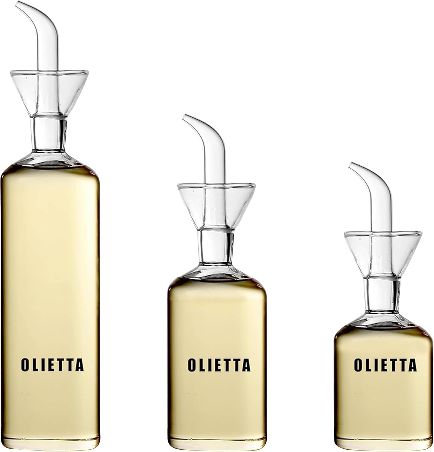 Olietta Ölflasche Tropf- und auslaufsichere aus Glas 500 ml Olivenöl Flasche mit Ausgießer - Ölspender zum Ausgießen & Träufeln - Leicht zu reinigen - Öl Dosierflasche