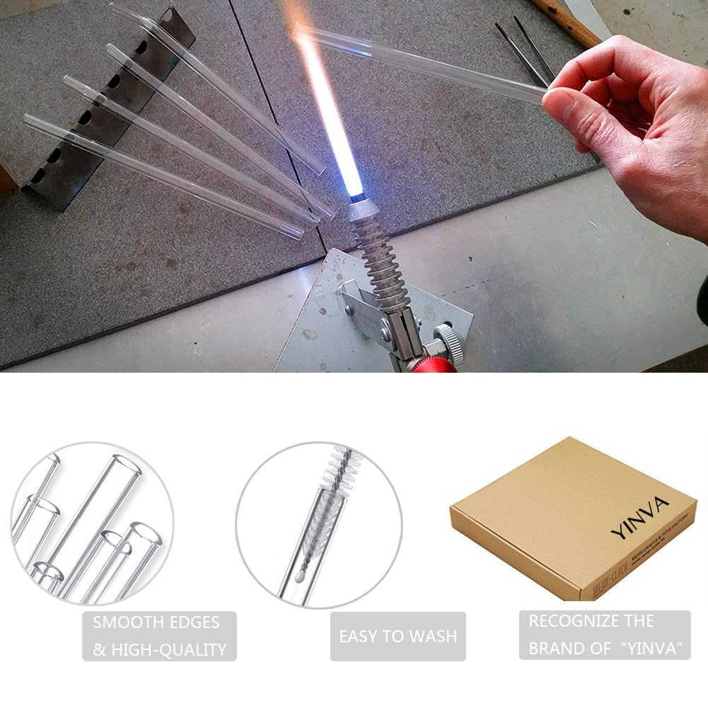 AOTWAN Glas Strohhalme Wiederverwendbar 20 Stück Glasstrohhalme, 6 Kurz + 6 Lange Geraden Glas-Strohhalme, 4 gebogenem Trinkhalme mit 4 Reinigungsbürsten für Cocktails, Smoothie und Säfte