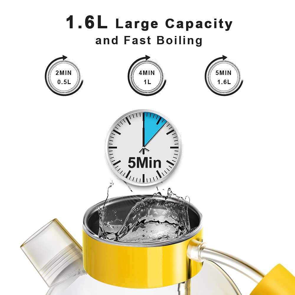 ASCOT Wasserkocher Glas, Elektrischer Wasserkocher Geschenke für Männer/Frauen/Familie 1,5L Schnellkochkessel, Trockengehschutz und automatische Abschaltung (Silber)