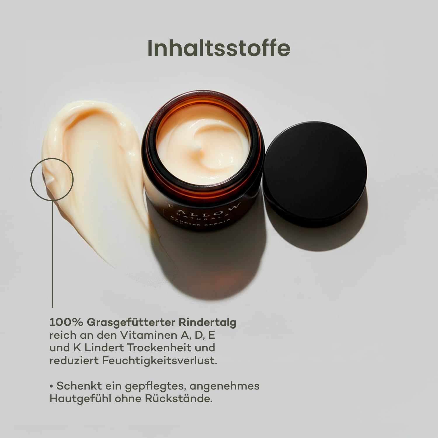 TALLOW Naturals Barrier Repair Pure - Known from the Lion Cave - 100% Organic Beef Tallow Cream, Organic Beef Tallow Skincare, from Germany from Grass-Fed Cattle (120 ml)