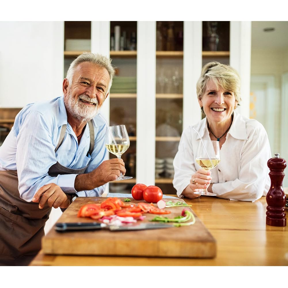 AOTWAN Glas Strohhalme Wiederverwendbar 20 Stück Glasstrohhalme, 6 Kurz + 6 Lange Geraden Glas-Strohhalme, 4 gebogenem Trinkhalme mit 4 Reinigungsbürsten für Cocktails, Smoothie und Säfte