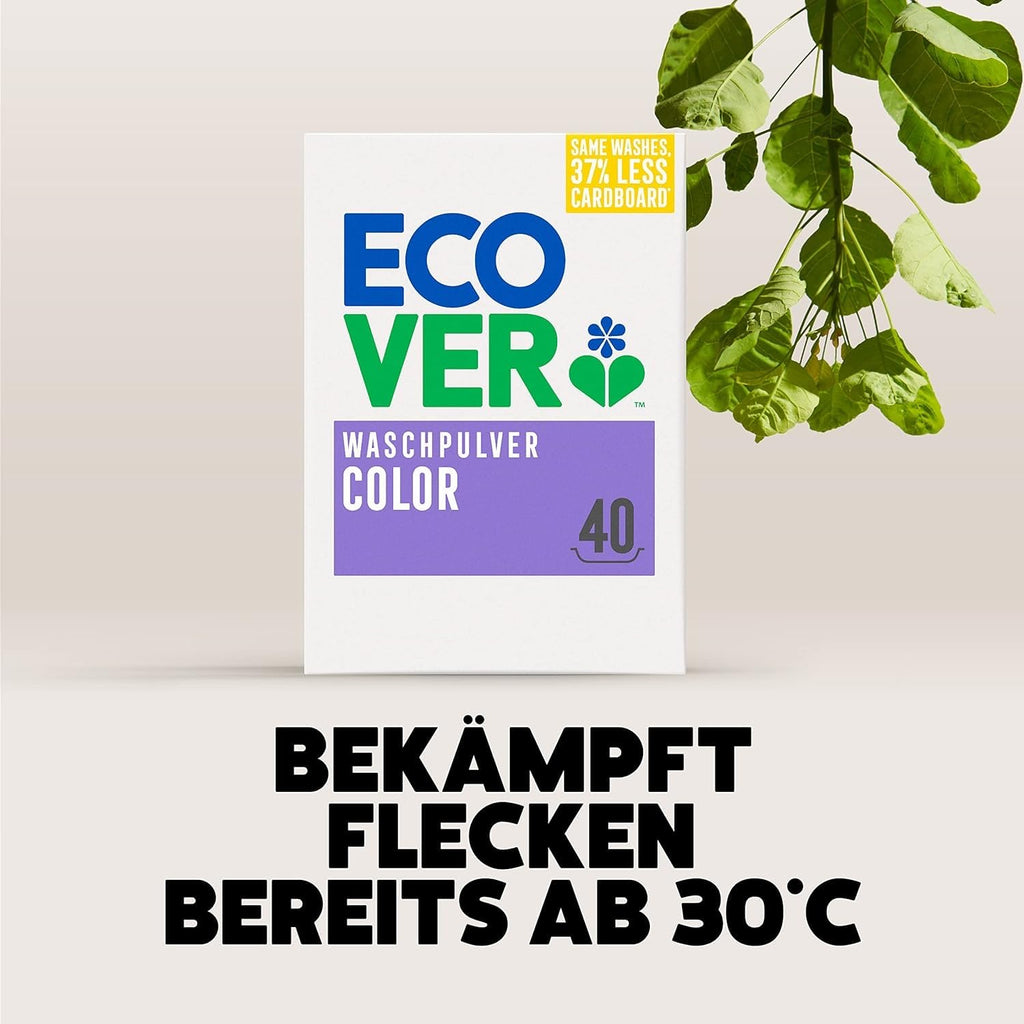 Ecover Colour Washing Powder Concentrate Lavender (3 kg / 40 Washes), Colour Detergent with Plant-Based Ingredients, Detergent Powder for Naturally Pure Coloured Washes, 3 kg