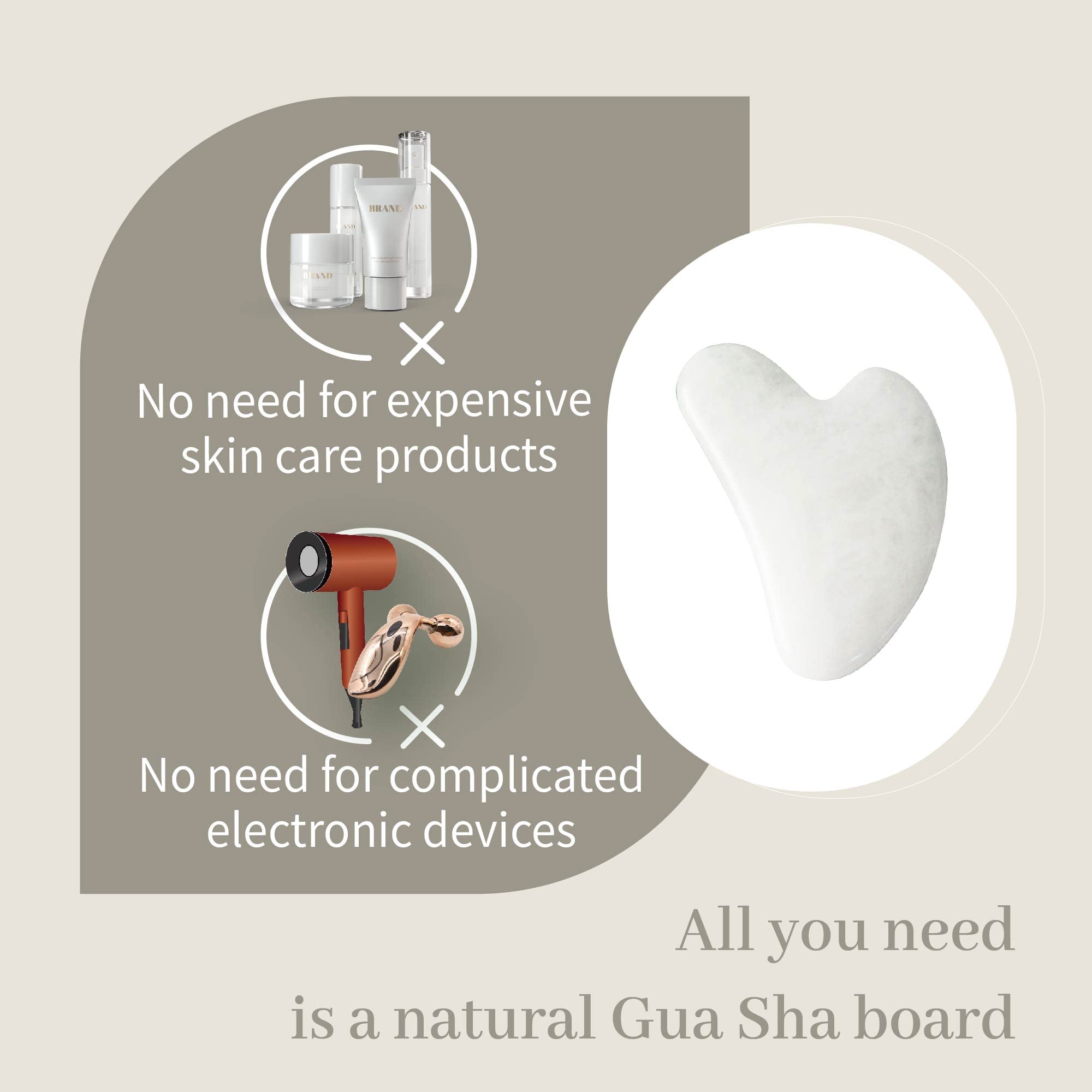 Rena Chris Stainless Steel Gua Sha Stone, Guasha Stone for Jaw Lines Firming and Reducing Face Swelling, Skin Care Gift - Silver