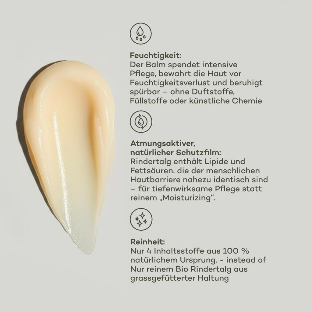 TALLOW Naturals Barrier Repair Pure - Known from the Lion Cave - 100% Organic Beef Tallow Cream, Organic Beef Tallow Skincare, from Germany from Grass-Fed Cattle (120 ml)