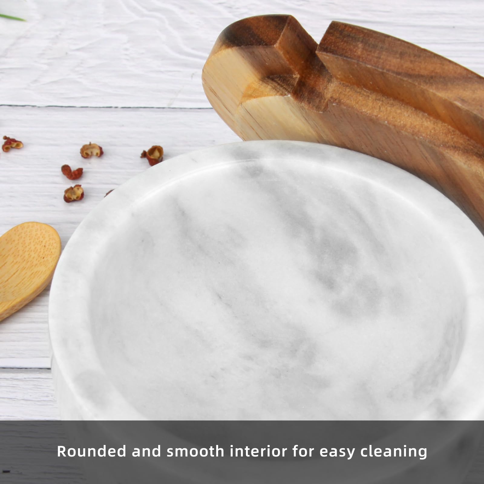 Salzdose Marmor mit Holzdeckel und Löffel Salz- oder Pfefferstreuerschale aus Stein, Salzstreuer, Salzbehälter Gewürzbehälter, Behälter, Behälterhalter, Behälter für die Küche (Schwarze Schüssel)