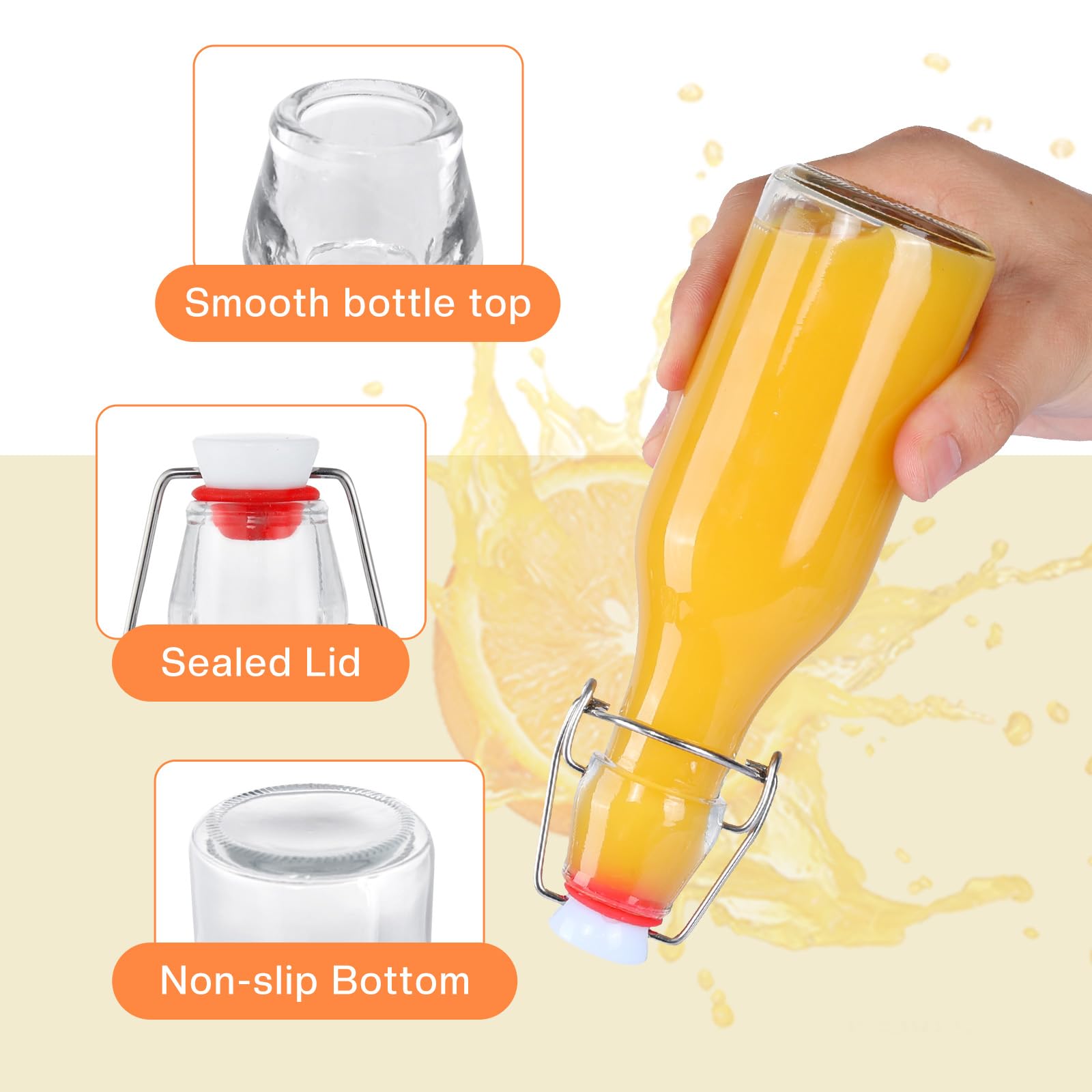 Glasflaschen 250ml mit Bügelverschluss, 10 Stück Kleine Flaschen Zum Befüllen, Bügelflasche zum Befüllen, Saftflasche für Öl, Essig, Saft & Limonade