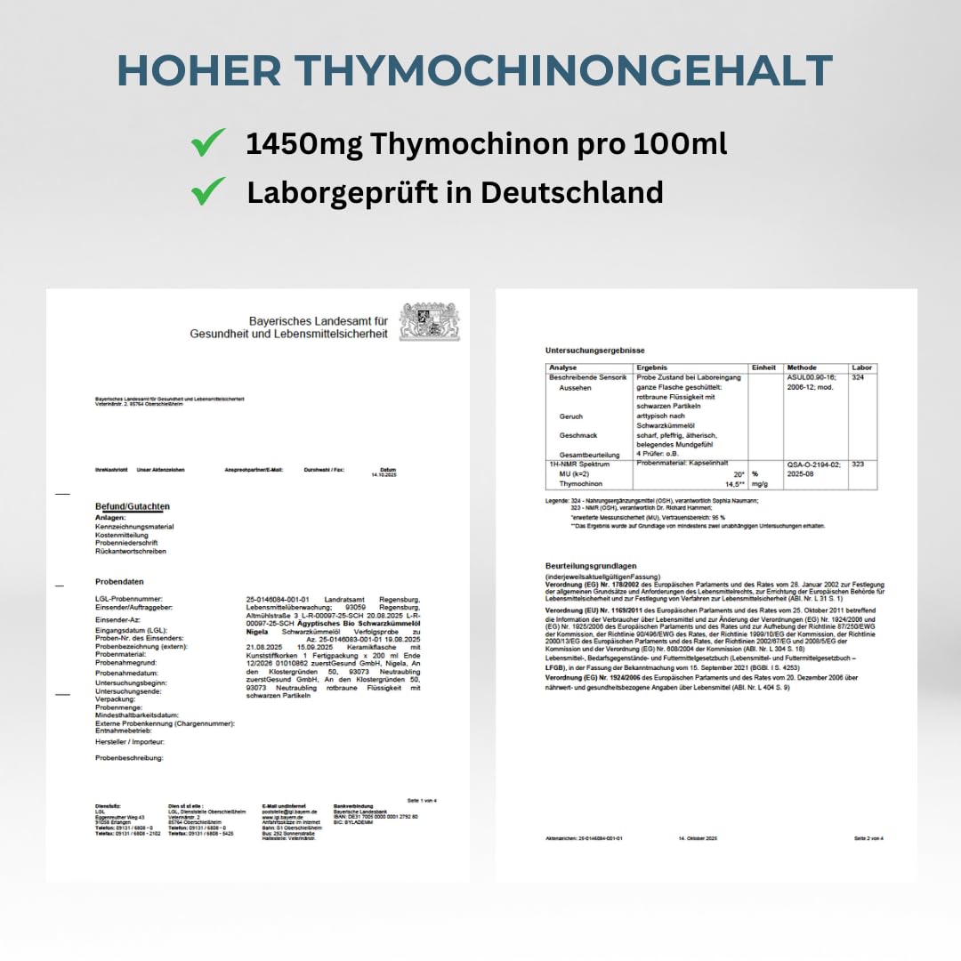 Nigela BIO Schwarzkümmelöl ungefiltert - Ägyptisches Schwarzkümmel Öl mit hohem Thymochinongehalt - In Bayern hergestellt - Zertifiziertes & Laborgeprüftes Black Seed Oil - 200ml