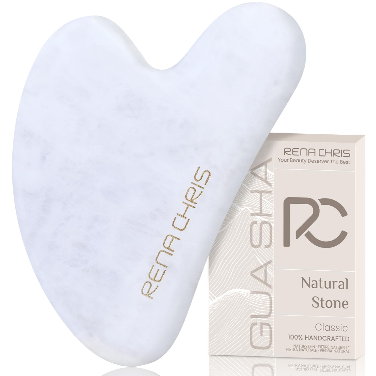 Rena Chris Stainless Steel Gua Sha Stone, Guasha Stone for Jaw Lines Firming and Reducing Face Swelling, Skin Care Gift - Silver