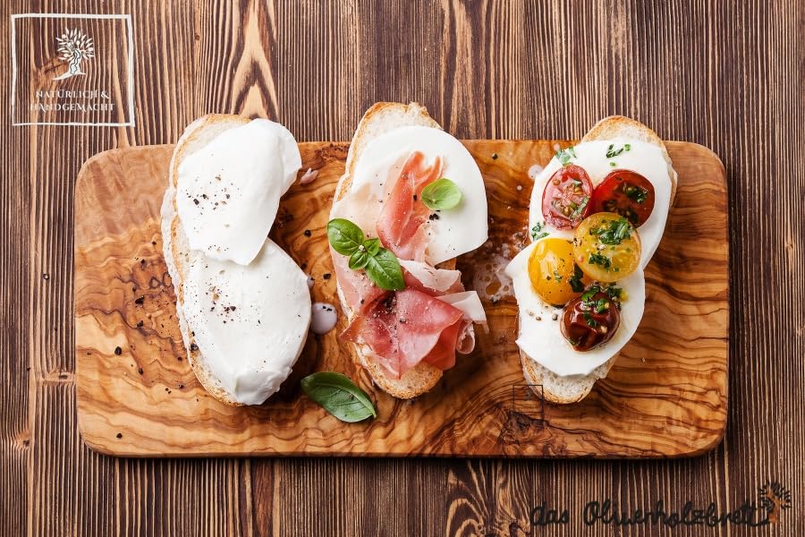 DAS OLIVENHOLZBRETT® / Olivenholz Schneidebrett rechteckig/Frühstücksbrett aus Holz/Brotzeit-Frühstücksbrettchen rechteckig/Vesperbrett, Jausenbrett aus Olivenholz / 30cm x 17cm x 2cm