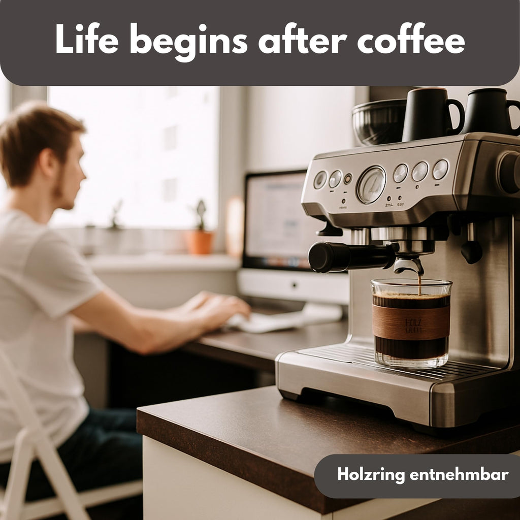 Holzwurm Glass Carafe 1 L - Ribbed Water Carafe with Walnut Wooden Coat, Elegant Water Carafe for Home and Office