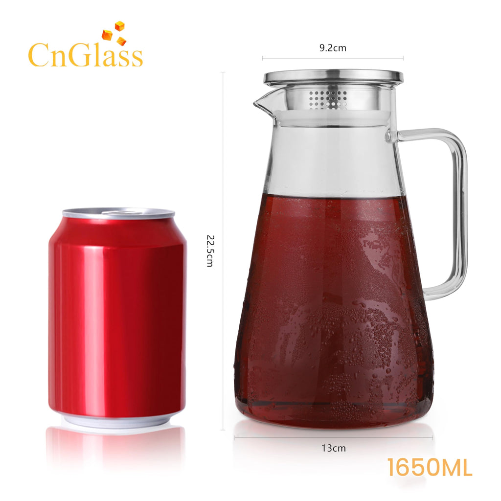 CNGLASS 1100ml/37.5oz Glas-Teekanne mit Infuser,Klarglas-Teekessel mit abnehmbarem Edelstahlsieb,Herdfeste Glas-Teekanne für blühenden und losen Blatttee