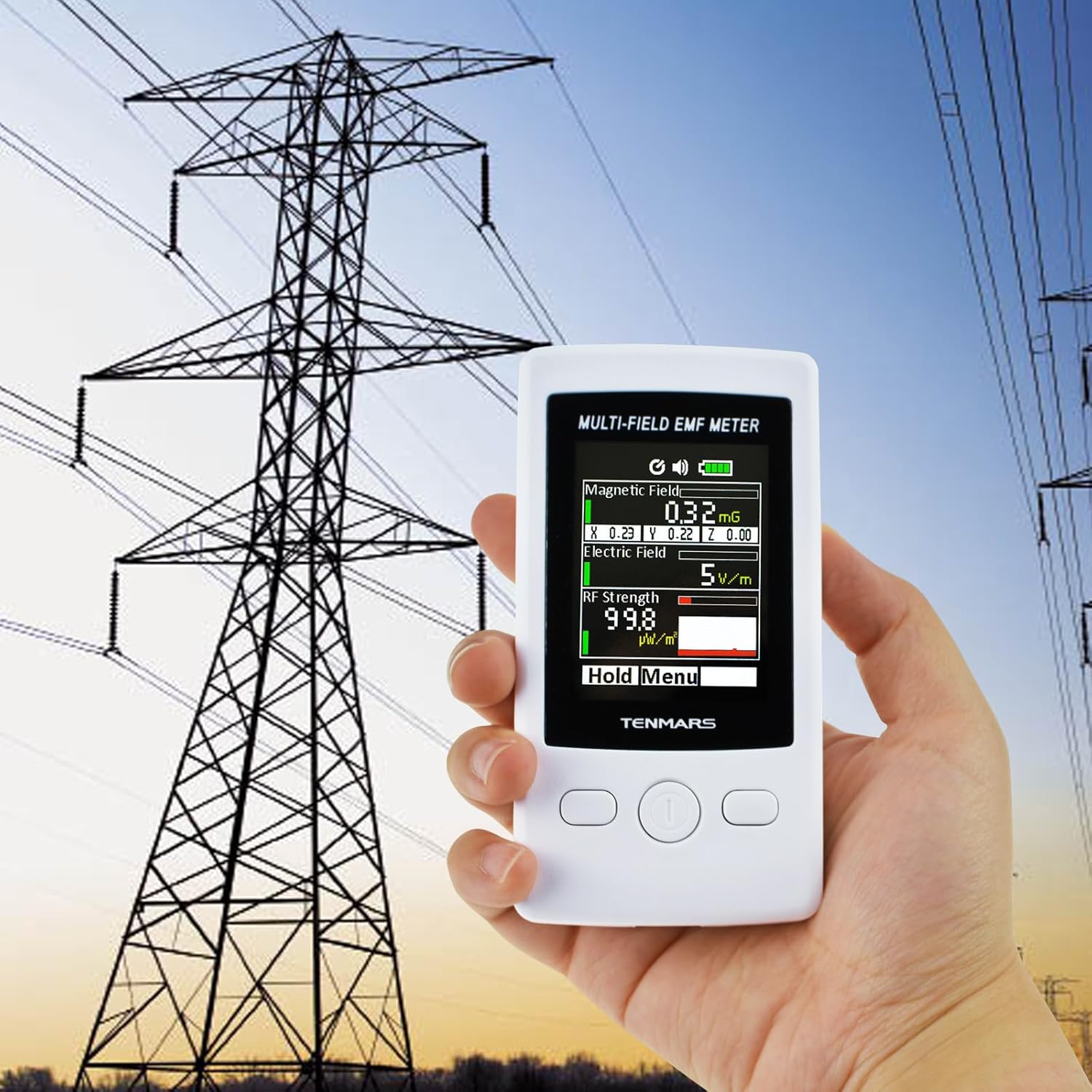 Multi-Field EMF Meter Bag ELF RF Gauß Meter 2000 mg Electromagnetic Electric RF Field Strength Tester with Warning Indicator