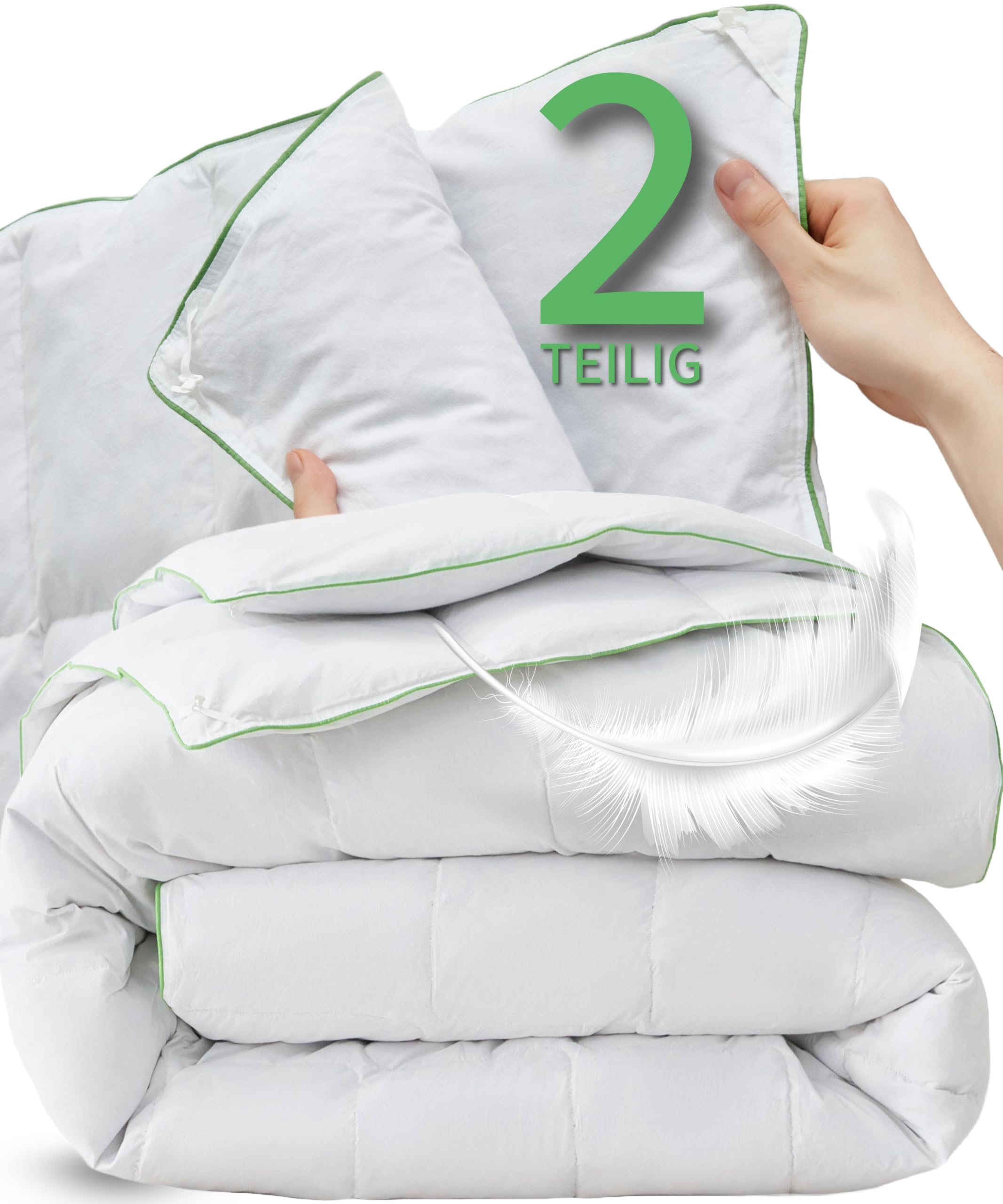 Welldora Komfort Bettdecke 135x200 Winter | 100% Extraweiche Federn & Daunen | Fachärztlich geprüft, Oeko-Tex, Allergiker | Zertifiziert für Tierwohl | Dicke extrawarme Winterdecke Daunendecke