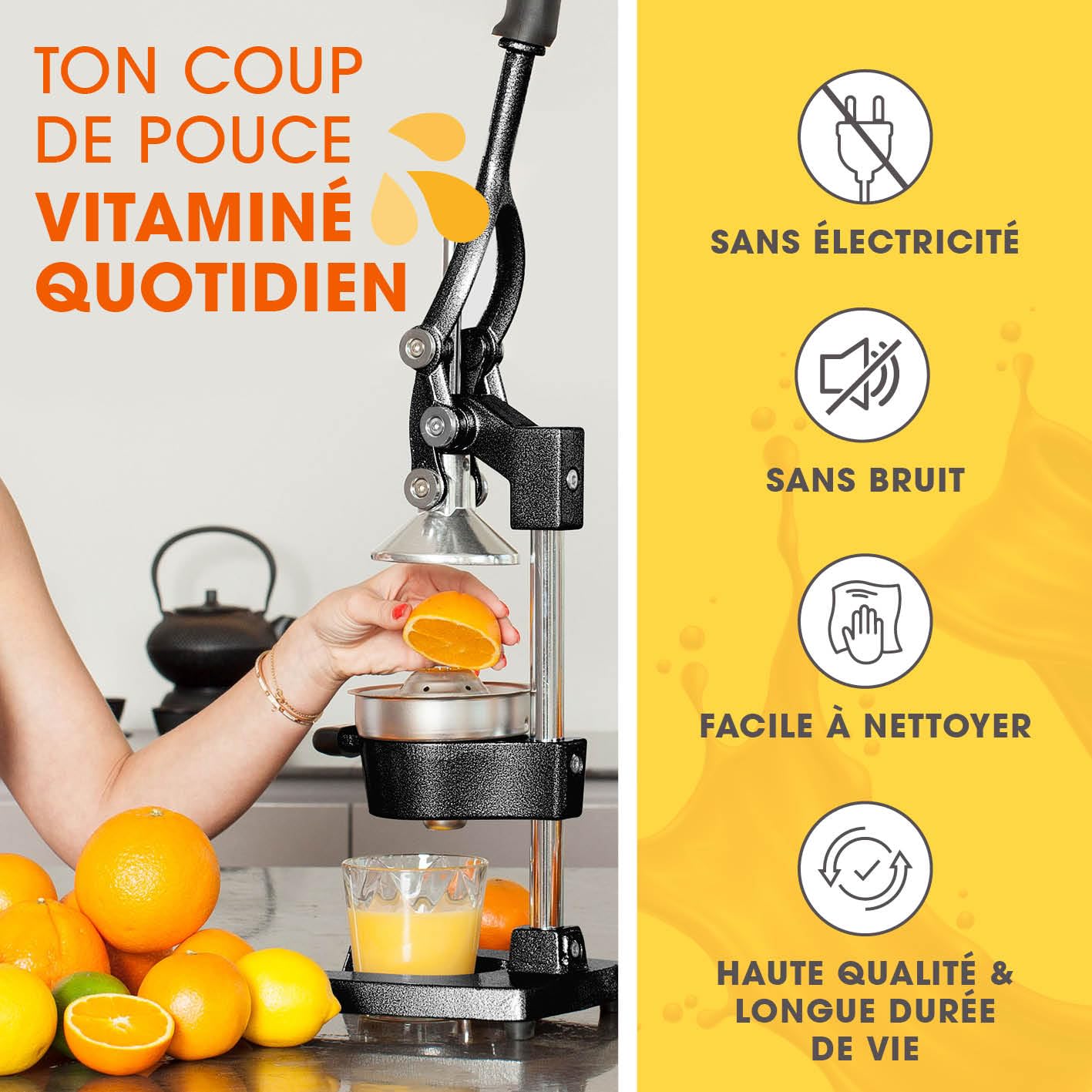 Lumaland Juicer Made of Stainless Steel, High-quality Citrus Juicer With Lever In Various Designs