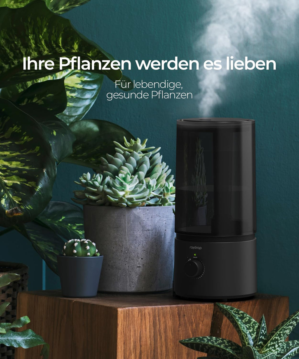 raydrop Humidifier for Bedroom & Children's Room, 1.7 L Quiet & Space-Saving Ultrasonic Room Humidifier for Baby & Plants, Easy to Use & Easy to Clean, Automatic Shut-Off