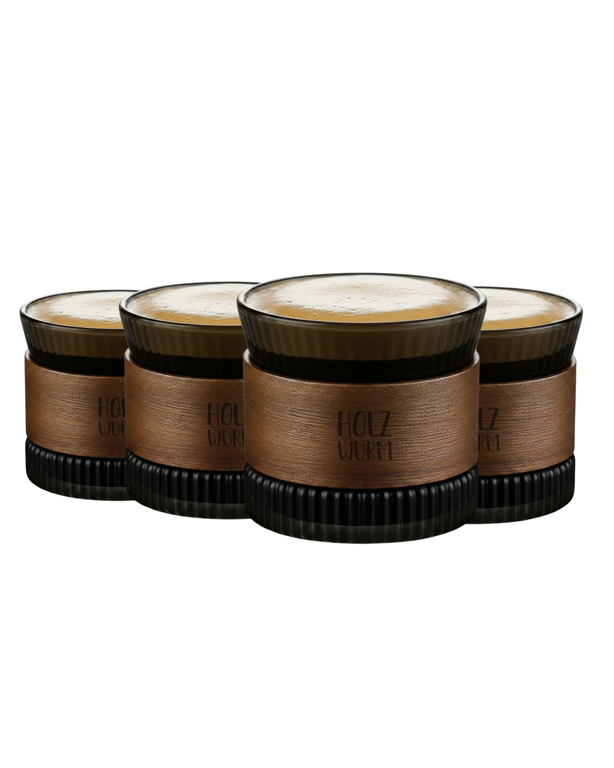 Holzwurm Glass Carafe 1 L - Ribbed Water Carafe with Walnut Wooden Coat, Elegant Water Carafe for Home and Office