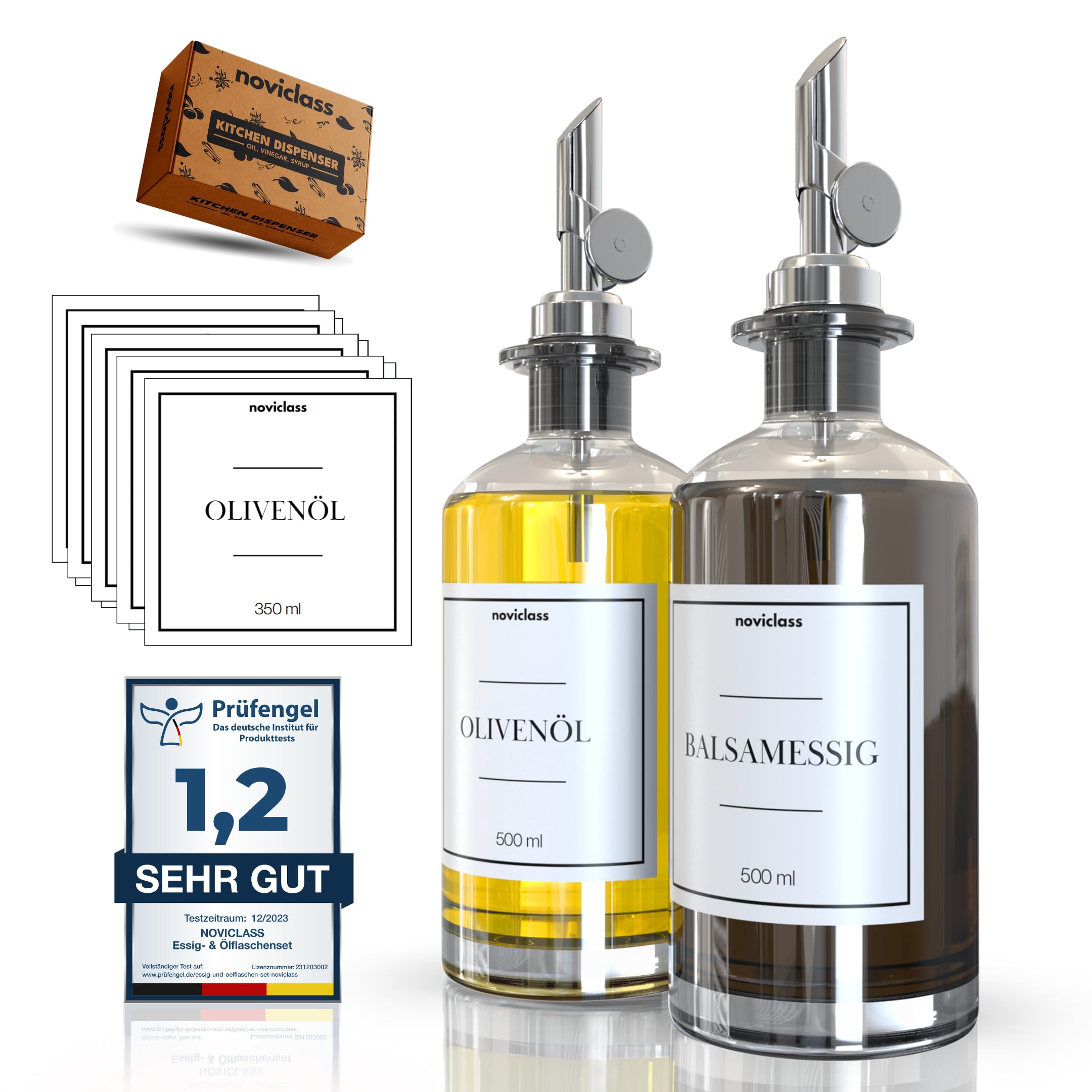 Ölflasche Essig und Ölflaschen Set Flaschen zum Befüllen (2x500ml ohne Etiketten und Trichter)