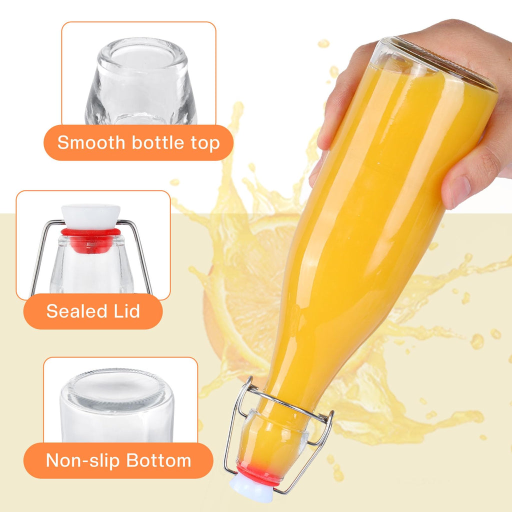 Glasflaschen 250ml mit Bügelverschluss, 10 Stück Kleine Flaschen Zum Befüllen, Bügelflasche zum Befüllen, Saftflasche für Öl, Essig, Saft & Limonade