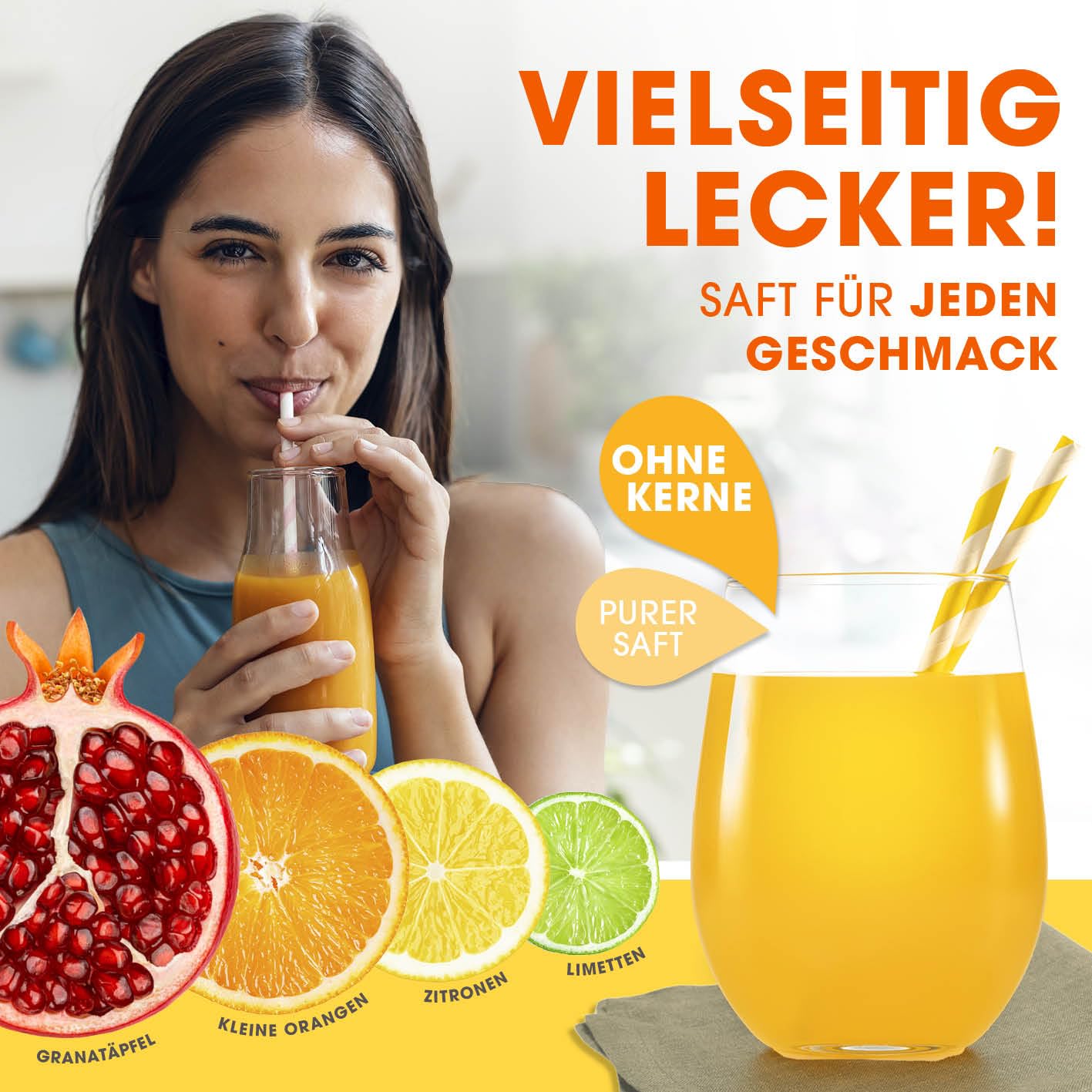 Lumaland Juicer Made of Stainless Steel, High-quality Citrus Juicer With Lever In Various Designs