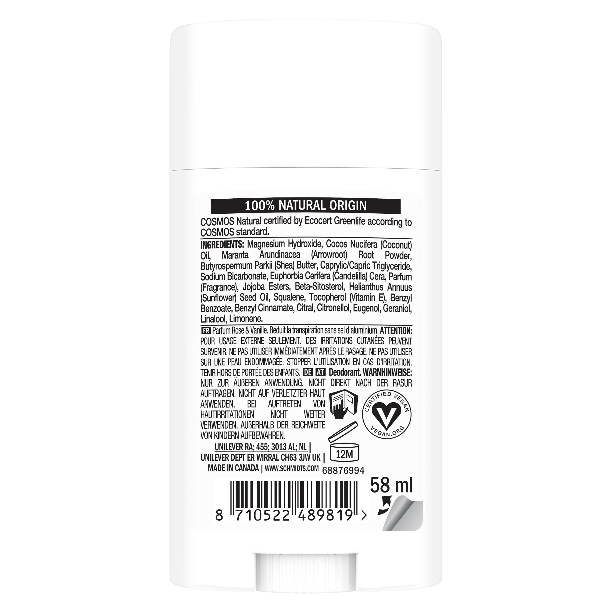 Schmidt's Natural Deodorant Stick Lavender & Sage Deodorant without Aluminium for Long-Lasting Freshness 75 g Pack of 1