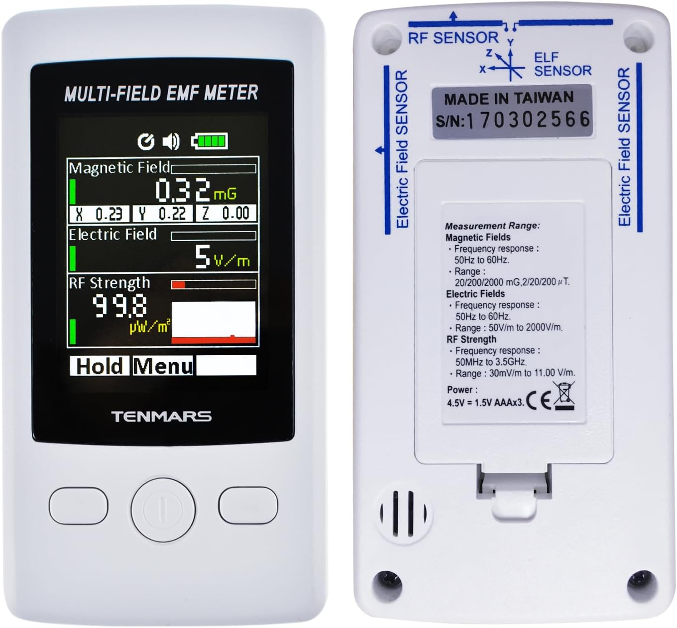 Multi-Field EMF Meter Bag ELF RF Gauß Meter 2000 mg Electromagnetic Electric RF Field Strength Tester with Warning Indicator