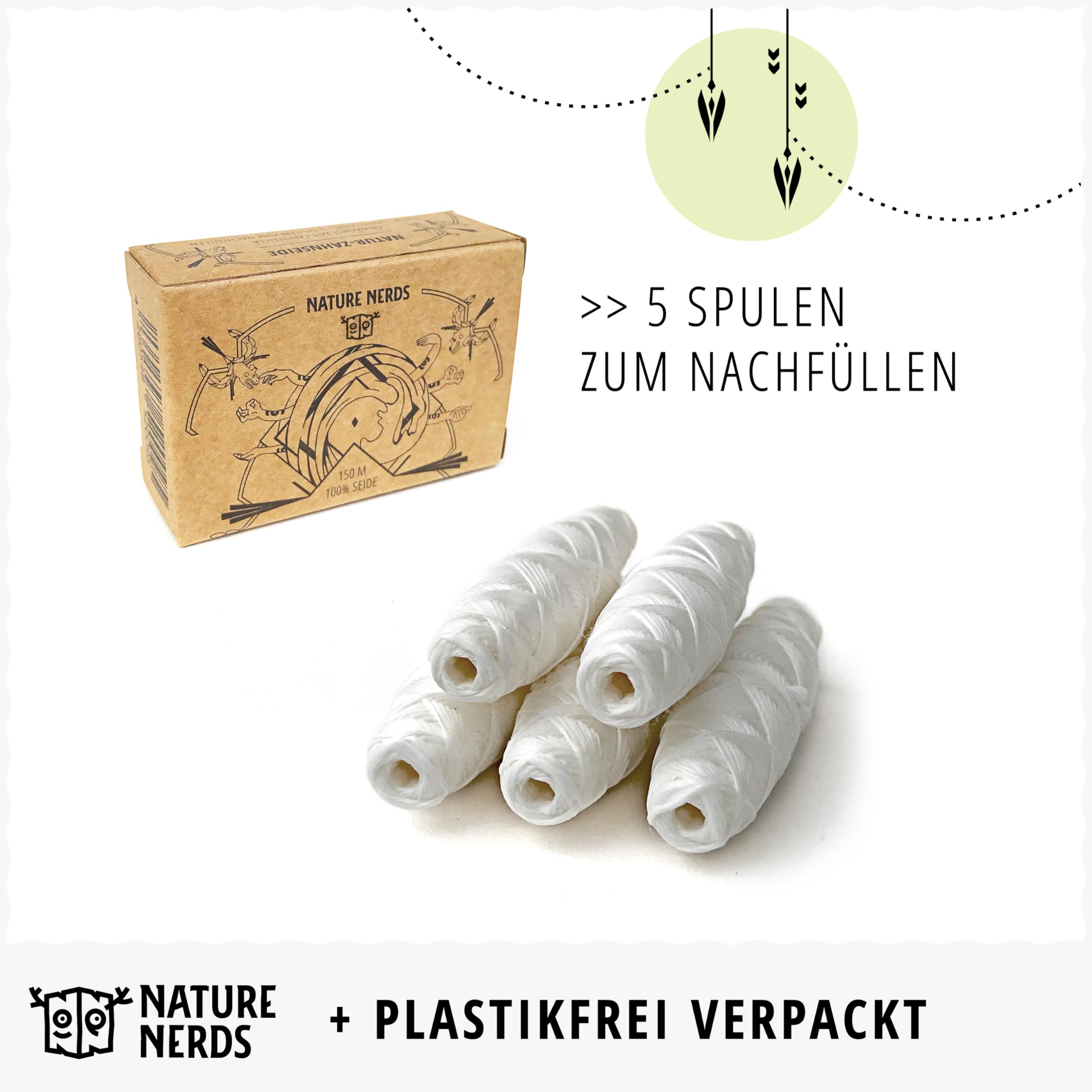 Nature Nerds - Plastic-Free Natural Dental Floss in Glass Bottle Waxed with Candelilla - 30m (30)
