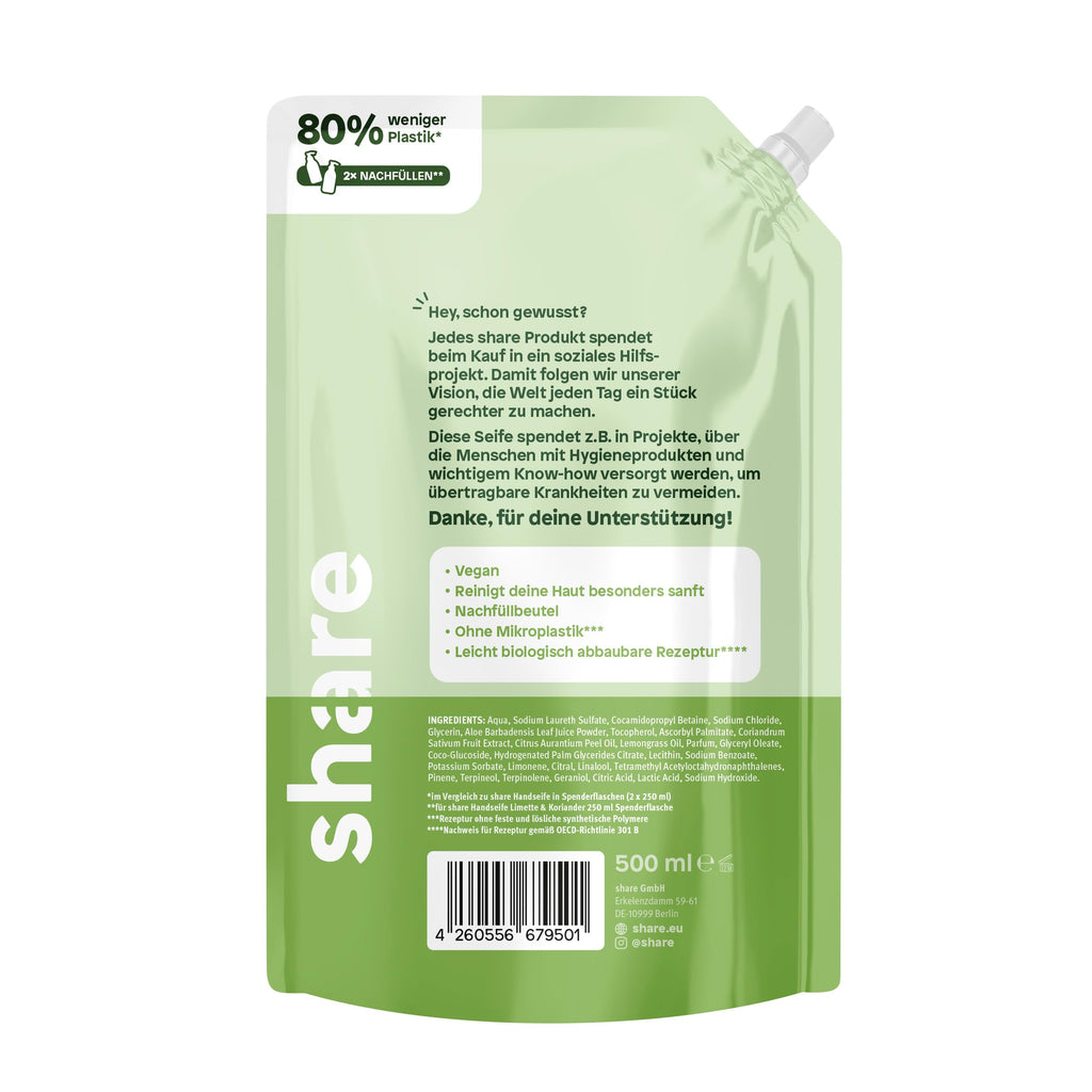 share Flüssigseife Patschuli 250 ml – Seife spendet ein Hygieneprodukt an einen Menschen in Not – vegane Handseife im Seifenspender