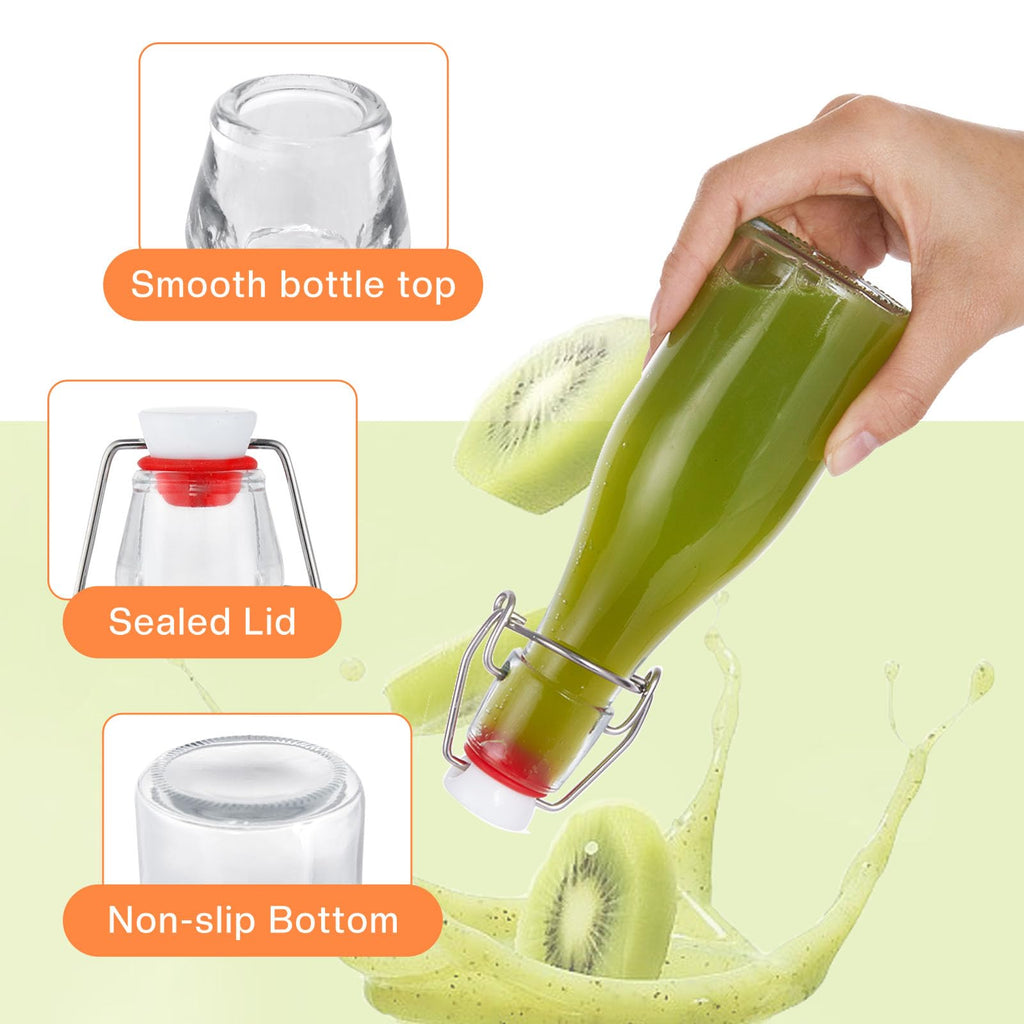 Glasflaschen 250ml mit Bügelverschluss, 10 Stück Kleine Flaschen Zum Befüllen, Bügelflasche zum Befüllen, Saftflasche für Öl, Essig, Saft & Limonade