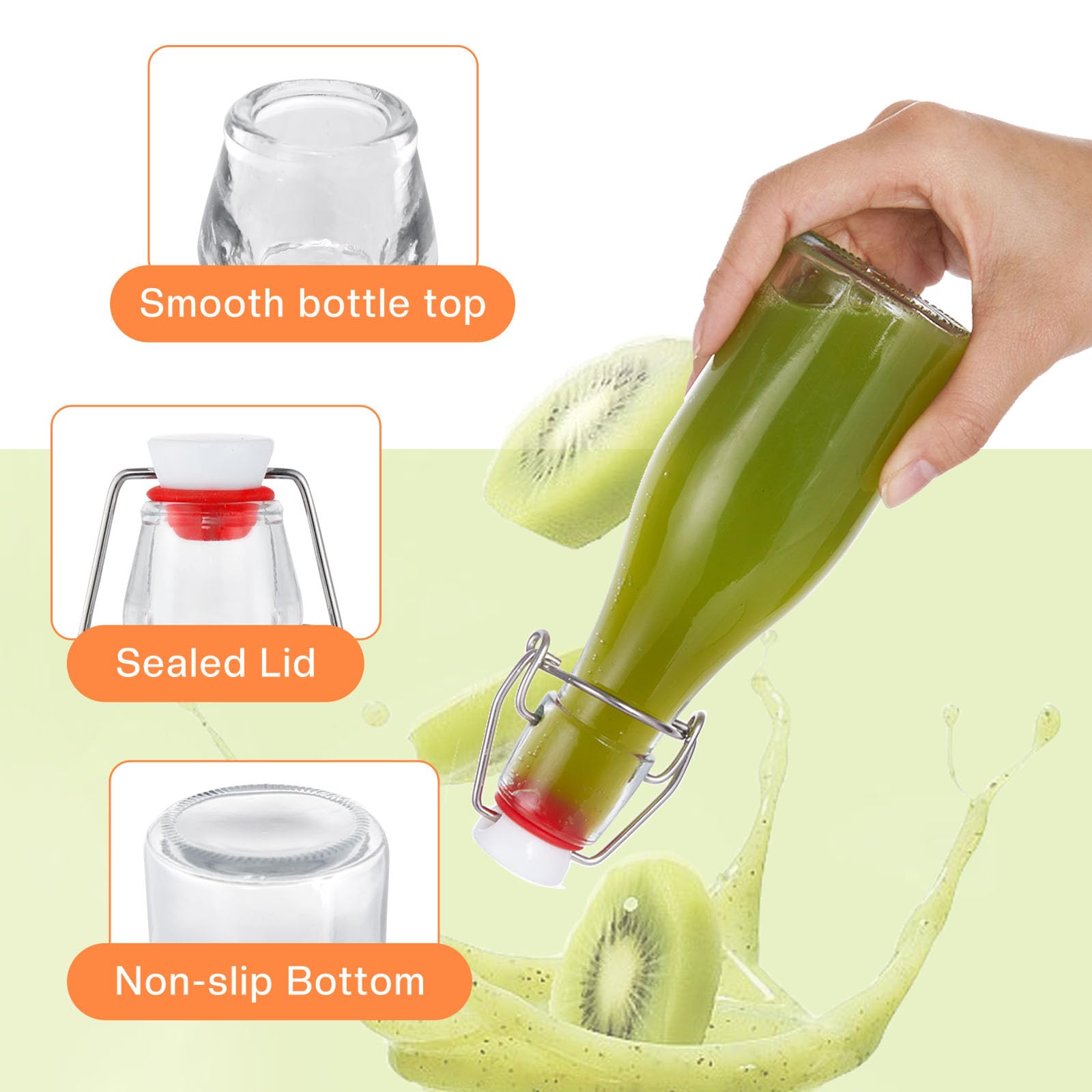 Glasflaschen 250ml mit Bügelverschluss, 10 Stück Kleine Flaschen Zum Befüllen, Bügelflasche zum Befüllen, Saftflasche für Öl, Essig, Saft & Limonade